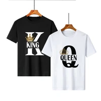 king queen crown printing t shirts unisex men women lovers couple style fashion soft cotton short sleeve round neck harajuku tee