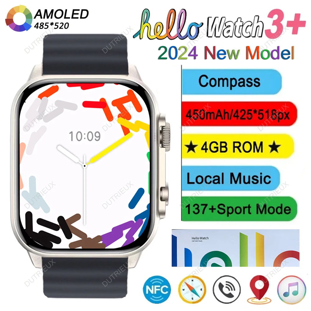Новинка 2024 оригинальные Смарт-часы Hello Watch 3 Plus официальные часы 49 мм AMOLED 4G ROM