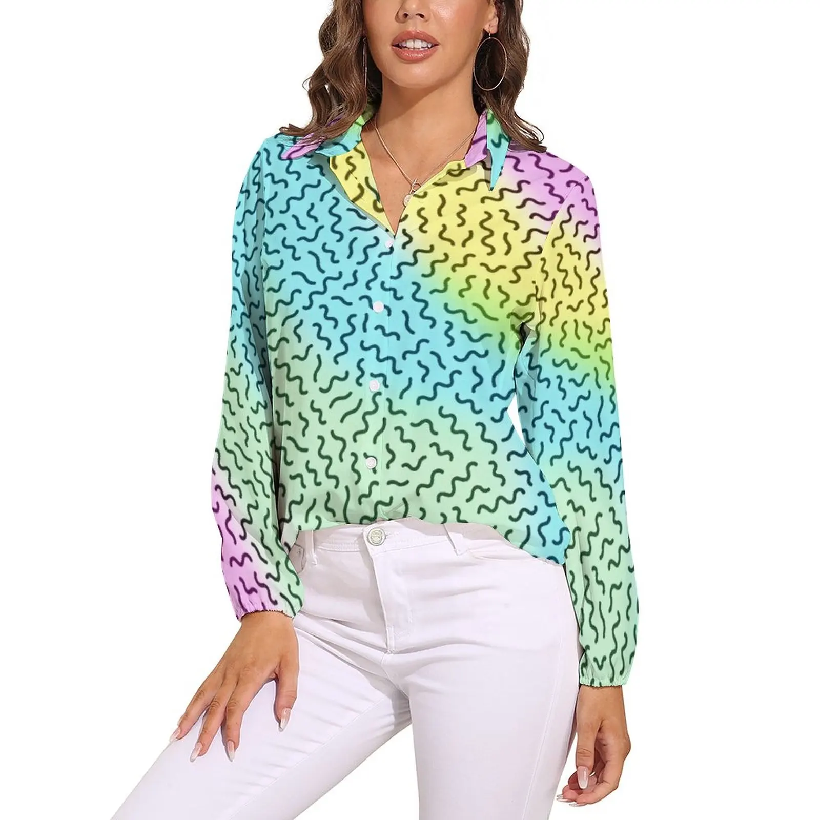 

Stripe Floral Women's Transparent Blouse Casual Long Sleeve Lapel Cardigan Shirt Summer Loose Sunscreen Tops Blusas