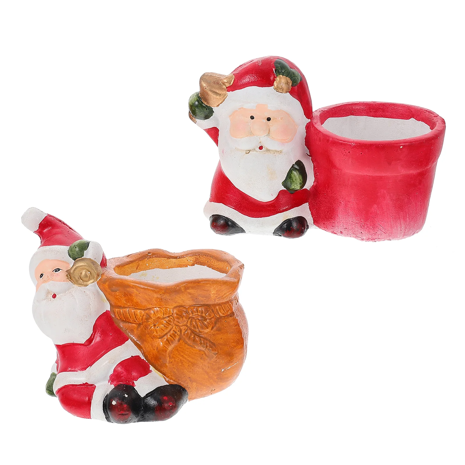 

2 Pcs Ceramics Christmas Decor Flower Planter Household Succulents Pot Container Home Decoration