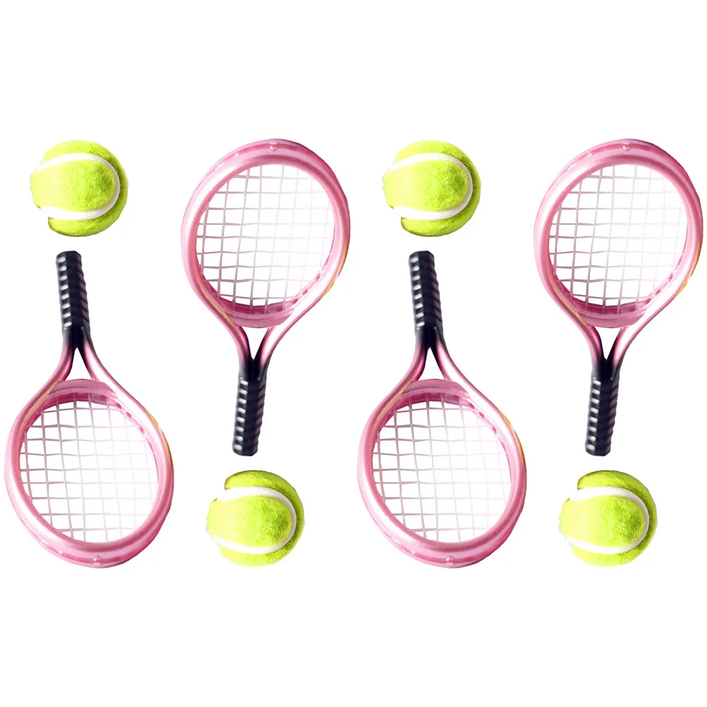 

4 Sets Tennis Racket Mini Children Minihouse Tool Plastic Model Kids Funny Photography Props