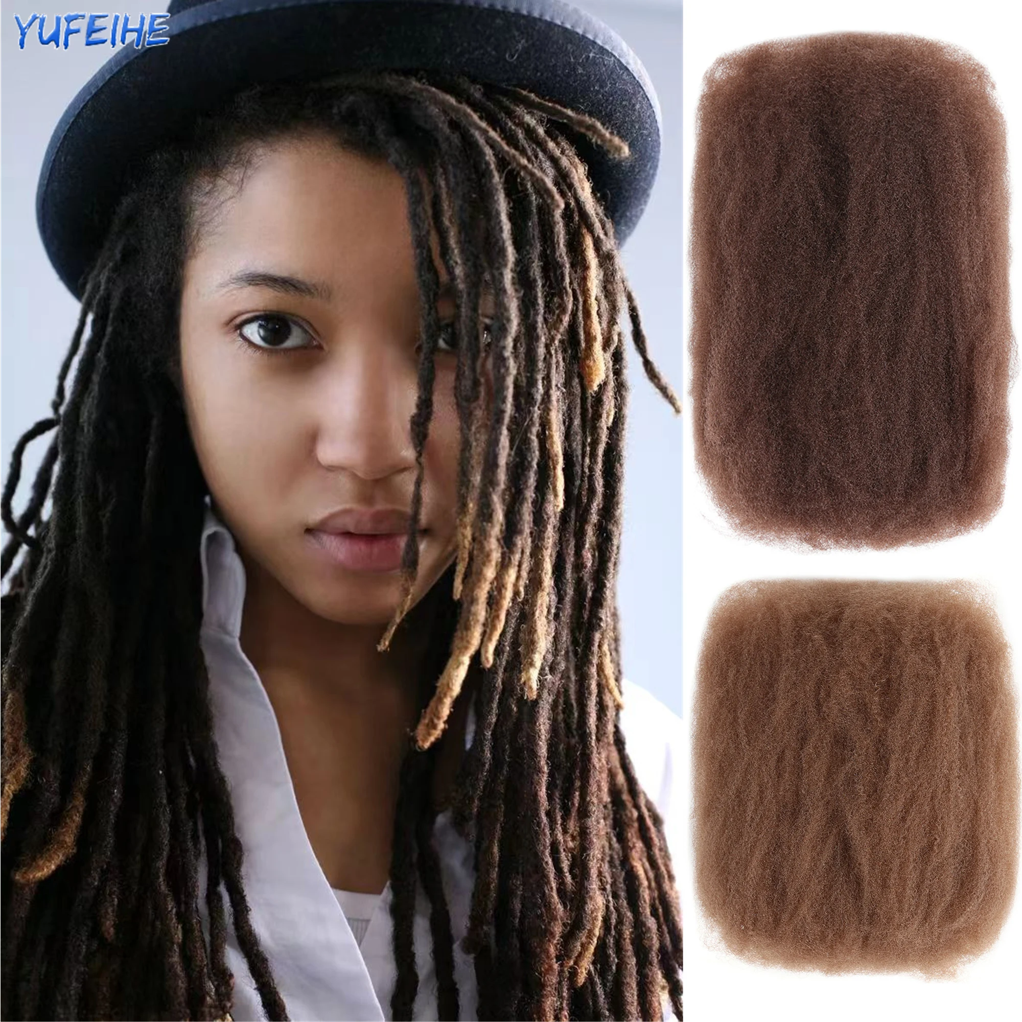 Synthetic Rasta Hair Afro Kinky Curly Bulk Thin Short Dreadlocks Crochet Braiding Hair Extensions Hook Braids Reggae Hair Blonde