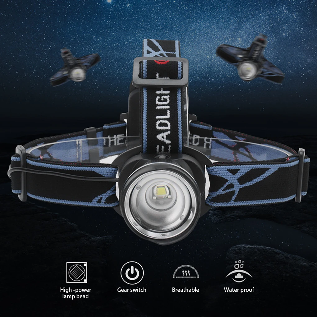 

Zoomable Headlight IPX4 Waterproof Headlamp 3 Modes Dimmable Aluminum Alloy Head Torch Lamp Outdoor Fishing Hunting