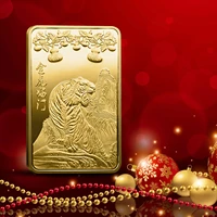 new year tiger symbol 2022 plated gold bar collectible commemorial coins for luck tigers souvenirs home decoration collection