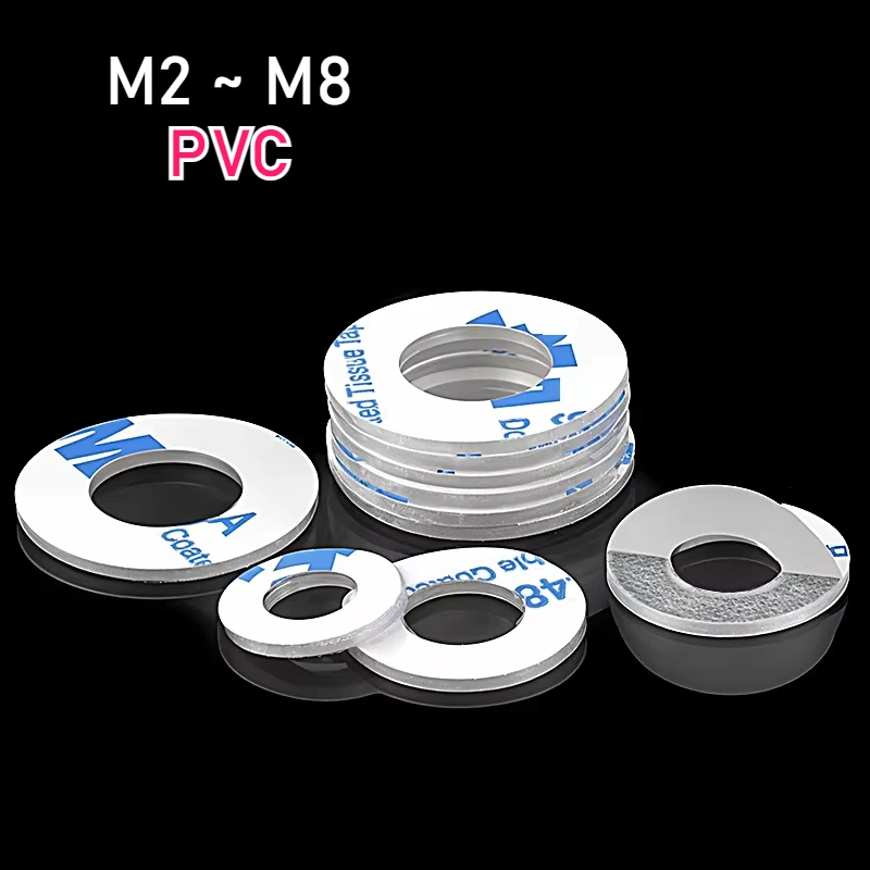 

M2 ~ M8 Жесткий пластик ПВХ Прозрачная шайба Односторонняя клейкая круглая плоская прокладка Изолирующее кольцо-прокладка Плоская шайба