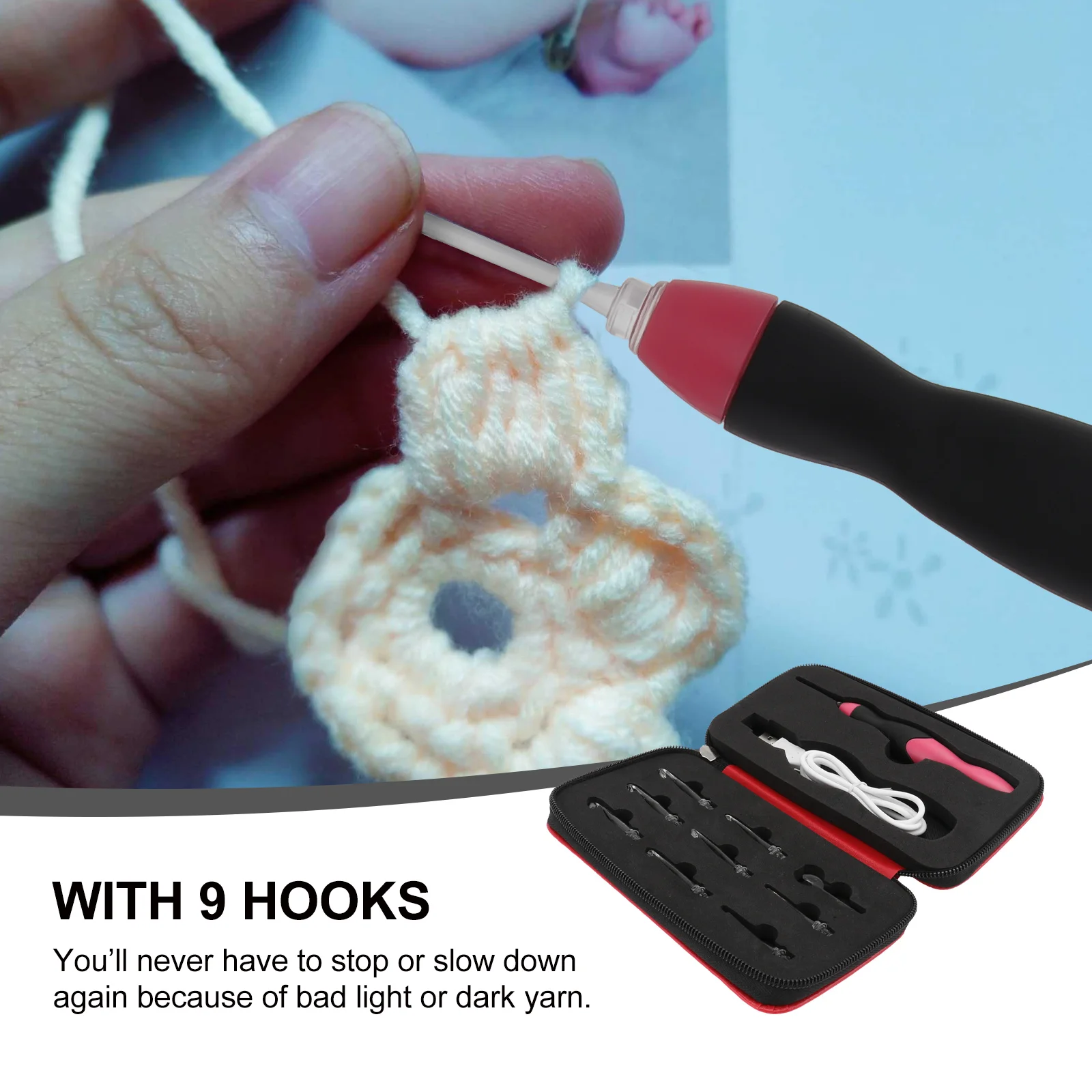 Крючки для вязания с подсветкой светодиодсветодиодный яркие регулируемые спицы