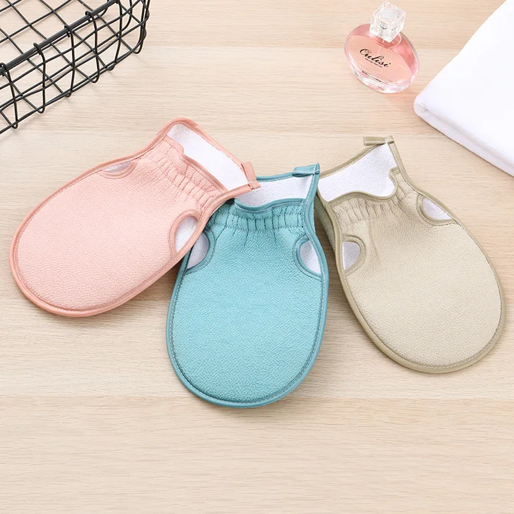 

Dry Massage Brush Bath Towel New Fingerless Bath Scrub Gloves Rub Back Sauna Double-sided
