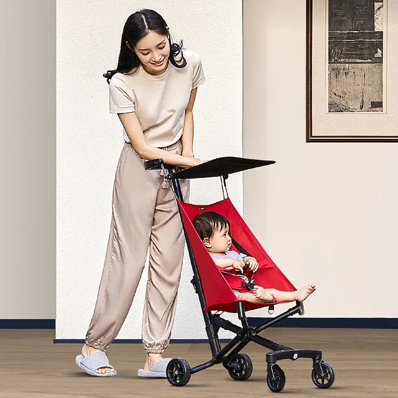 Folding Light Baby Stroller Can Carry Baby Stroller with Boarding Pocket Stroller with Baby Comfort Sun Awning Pocket Stroller