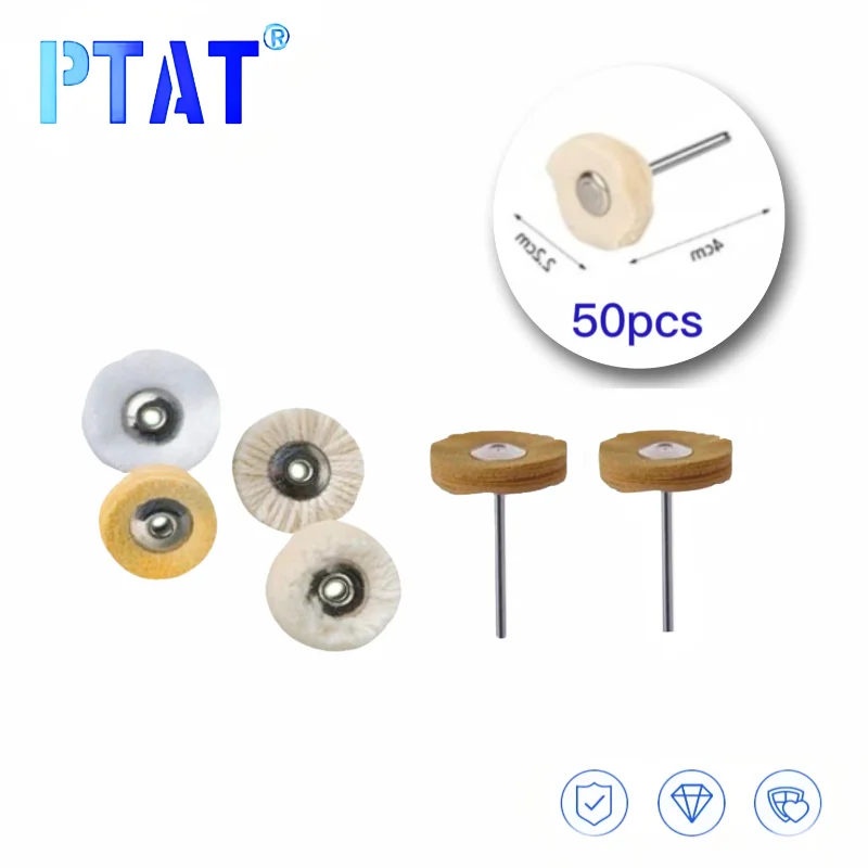 

50Pcs Dental Laboratory Dentistry Odontologia Polishing Brush Wheel Rotary Tools 2.35mm HP Shank Wool Goat Cotton Black Buff