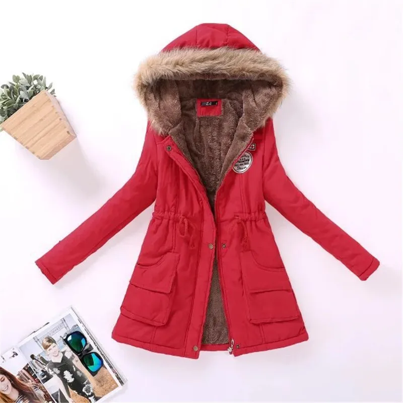 16 Colors Women Parka Fashion Autumn Winter Warm Jackets Women Fur Collar Coats Long Parkas Hoodies Office Lady Cotton 2022 New