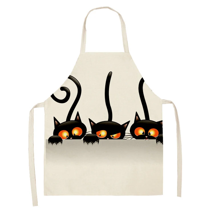 

Cute Cat Pattern Sleeveless Kitchen Aprons for Women Antifouling Household Cleaning Pinafore Home Cooking Baking Accessories