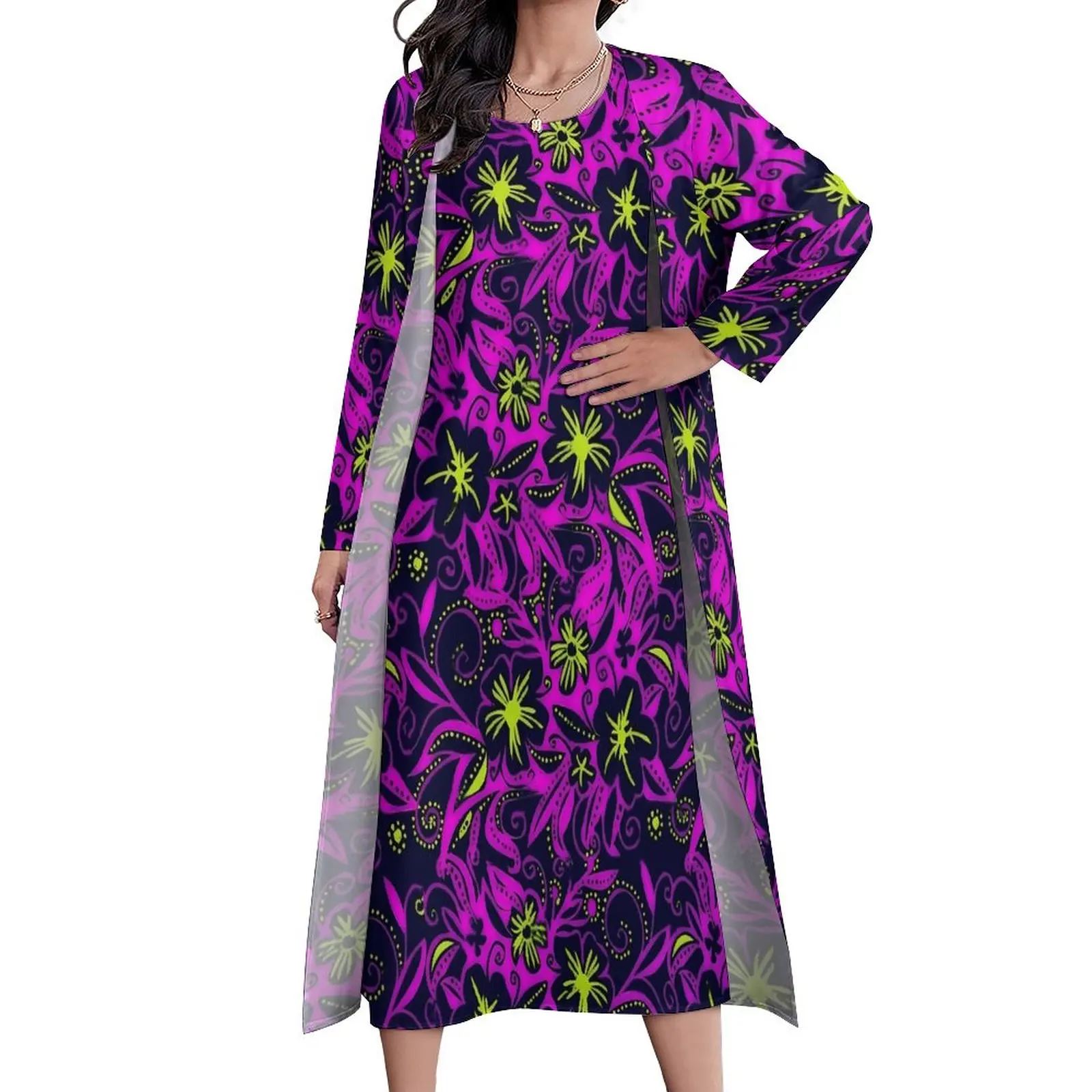 

Lolita Gothic Dress Punk Floral Print Elegant Maxi Dress Two-Piece Pattern Casual Long Dresses Aesthetic Oversized Vestidos