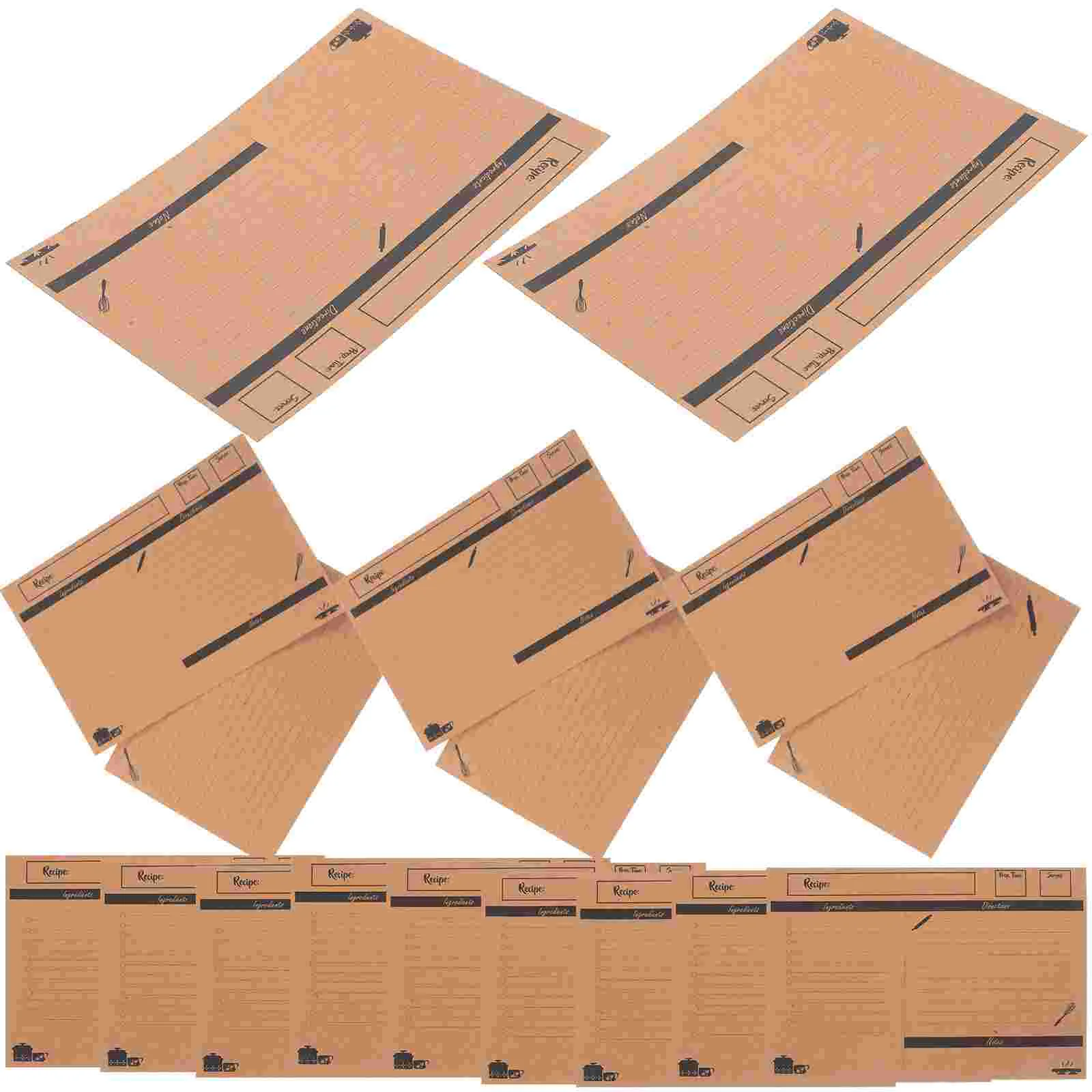 

Recipe Paper Blank Brown Stationerykraft Note Cardstock Cooking Vintage Foldingretro Sided Double Writing