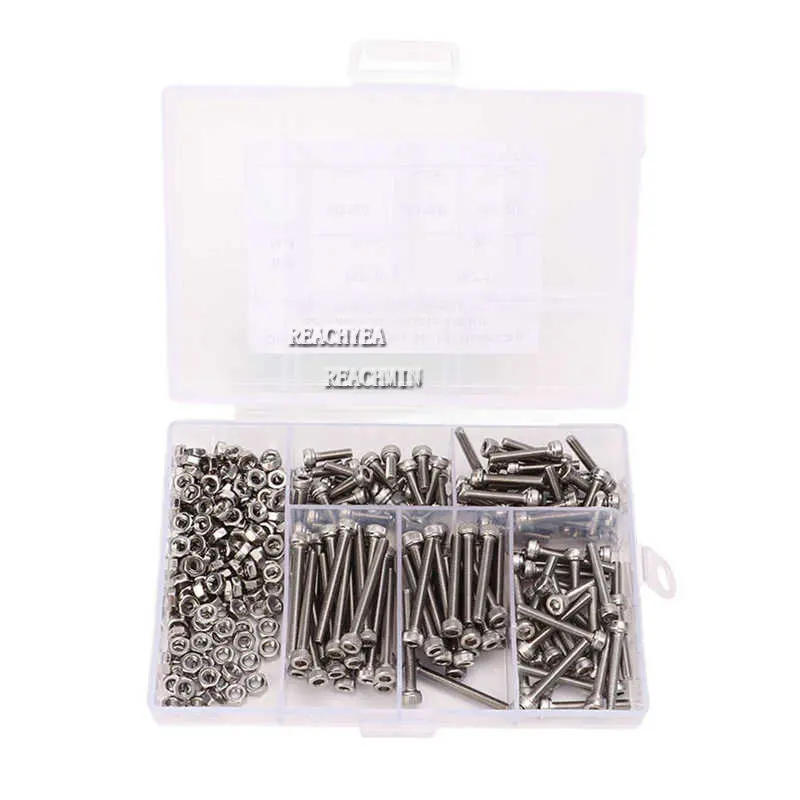 

300Pcs M3 Hex Socket Head Screws Stainless Steel Hex Cap Bolts Nuts Assortment Kit with Storage Box