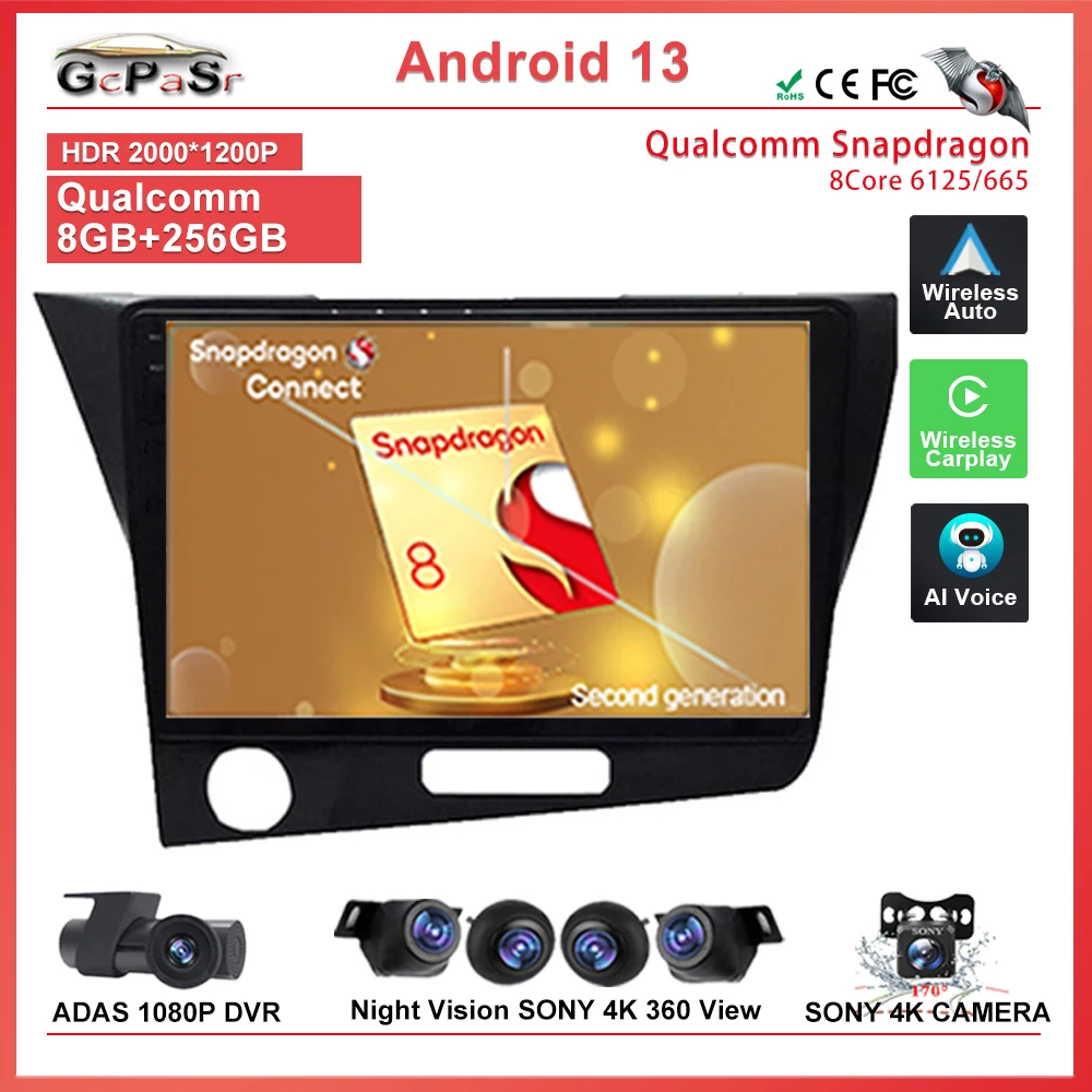

Qualcomm Snapdragon Android 12 For Honda CR-Z 1 CRZ 2010-2016 Multimedia Car Player Navigation GPS 8G+128G DSP IPS Auto Radio