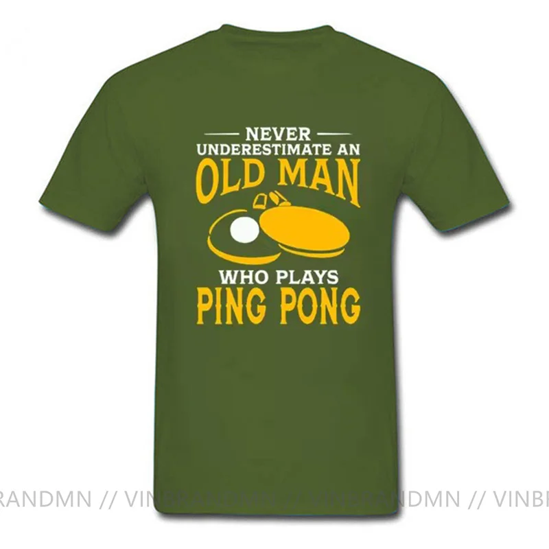 Never Underestimate An Old Man Who Plays Ping Pong T Shirt Geek Tee 100% Cotton Tees