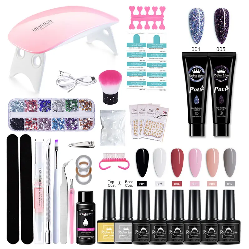 

Manicure Set for Nail Extensions Gel Nail Polish Set Quick Building Polygels Set 6W UV LED Nail Lamp Nail Tools Set