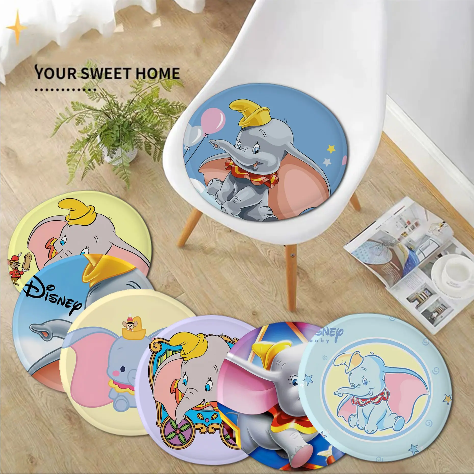 

Disney Dumbo Art Stool Pad Patio Home Kitchen Office Chair Seat Cushion Pads Sofa Seat 40x40cm Chair Mat Pad