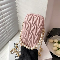 popular ladies bag 2022 summer new trend all match messenger bag personality pearl chain bag casual fashion mobile phone bag