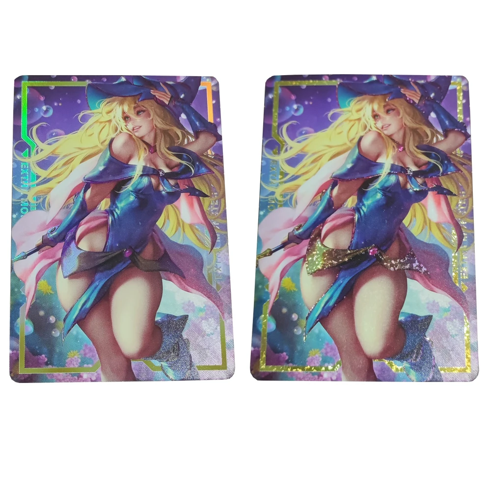 

DIY Yu Gi Oh Black Magician Girl Collection Card Refractive Relief Colorful Flash Card Sexy Girl Card Anime Peripheral 59*86mm