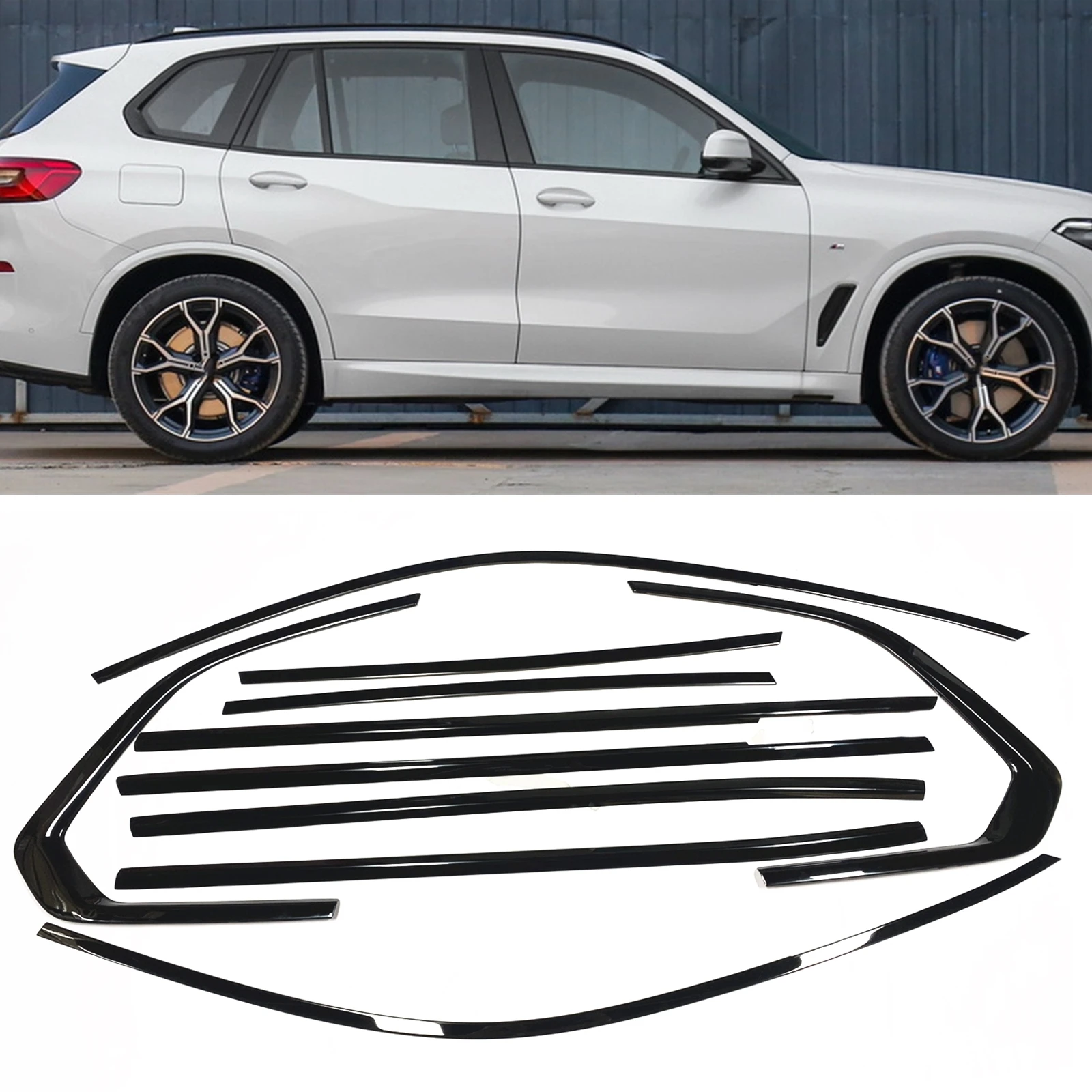 

For BMW X5 G05 2019-2020 Black Stainless Steel Car Exterior Window Trim Cover Sticker Seal Strip Water Shield Weatherstrip Shade
