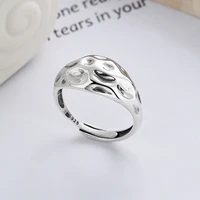 s925 sterling silver womens large rings european punk geometric convex surface opening adjustable ring goth fashion jewelry 925