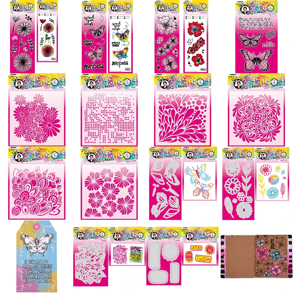 

New Flowers Butterflies Stamps And Cutting Dies For Diy Dies Scrapbooking Embossed Paper Cards Decorating Photo Album Craft Dies