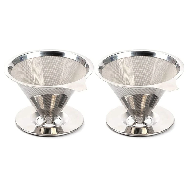 

2X Pour Over Coffee Dripper Reusable Drip Cone Coffee Filter Portable Pour Over Coffee Maker Home Office Camping