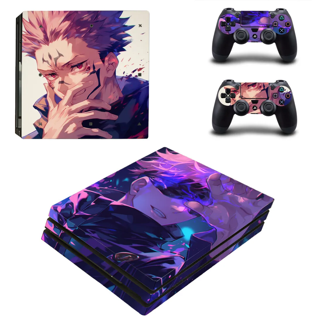 Фото Наклейки-скины Jujutsu Kaisen Gojo для PS4 Slim, PS4 Pro, Fat Console и контроллеров, виниловые накладки для консоли и контроллера. №2