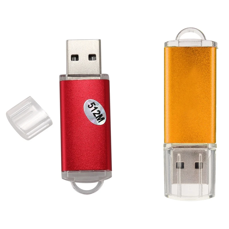 

2Pcs USB 2.0 Flash Memory Stick Pen Drive Storage Thumb Capacity:512MB Red & Gold