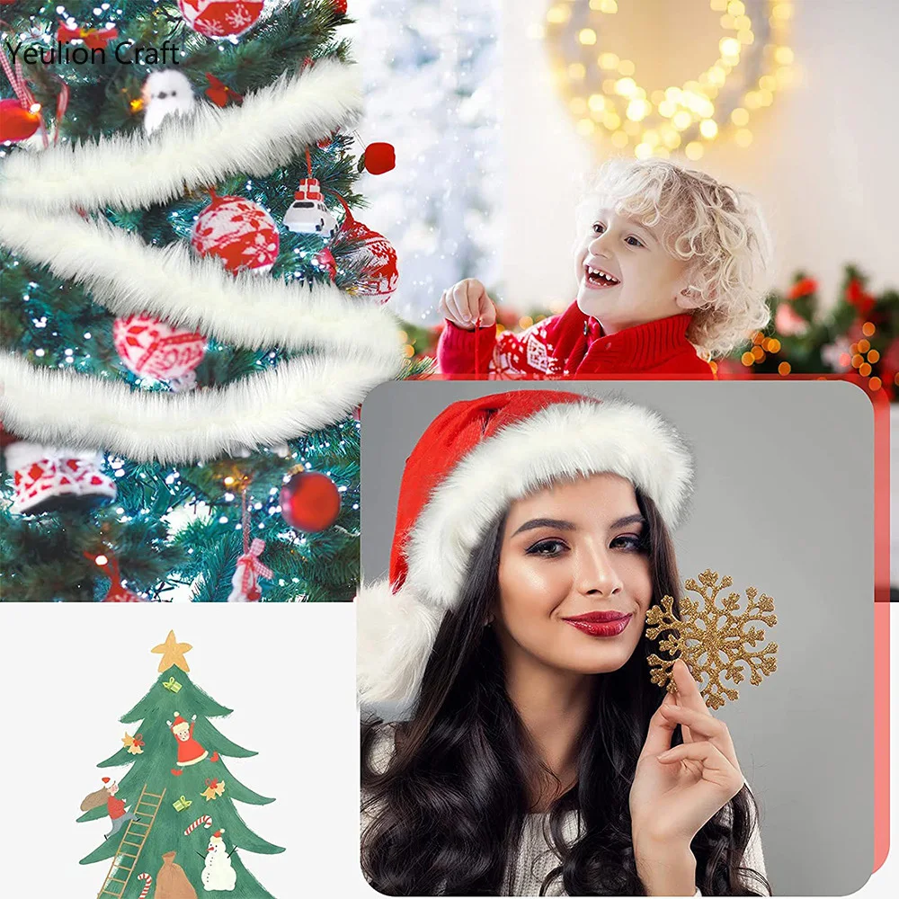 1PC Christmas Faux Fur Webbing White Raw Edge DIY Crafts Lace for Hat Gloves Scarf Clothing Accessories Plush Strip Xmas Decor