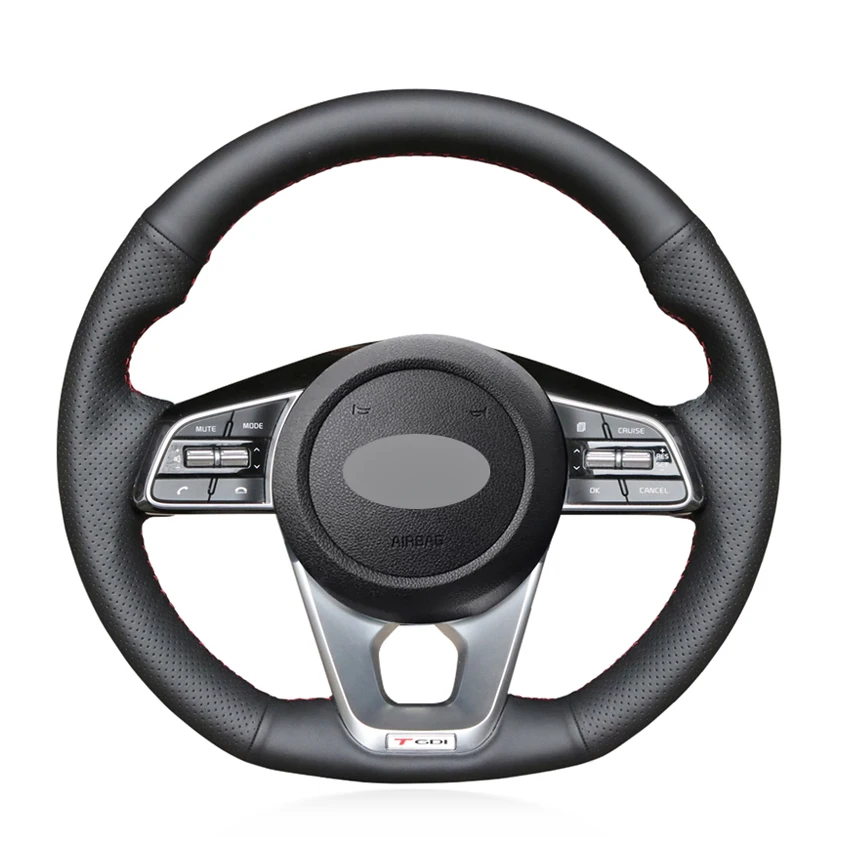 

Black Artificial Leather Hand-stitched Car Steering Wheel Cover for Kia K5 Optima 2019 Cee'd Ceed GT 2019 Cee'd Ceed Accessories