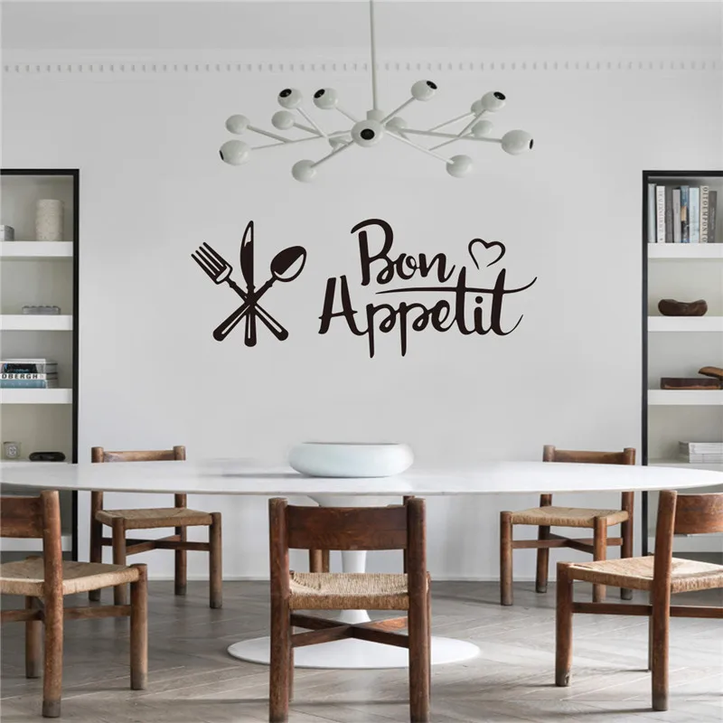 

Bon Appetit French Quote Kitchen Wall Stickers Vinyl Wall Decals For Kitchen Dining Room English Quote Art Decorative Stickers