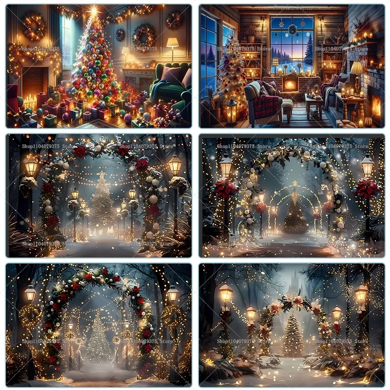 Рождественские украшения фон для фотосъемки зимняя снежная сцена дерево ферма