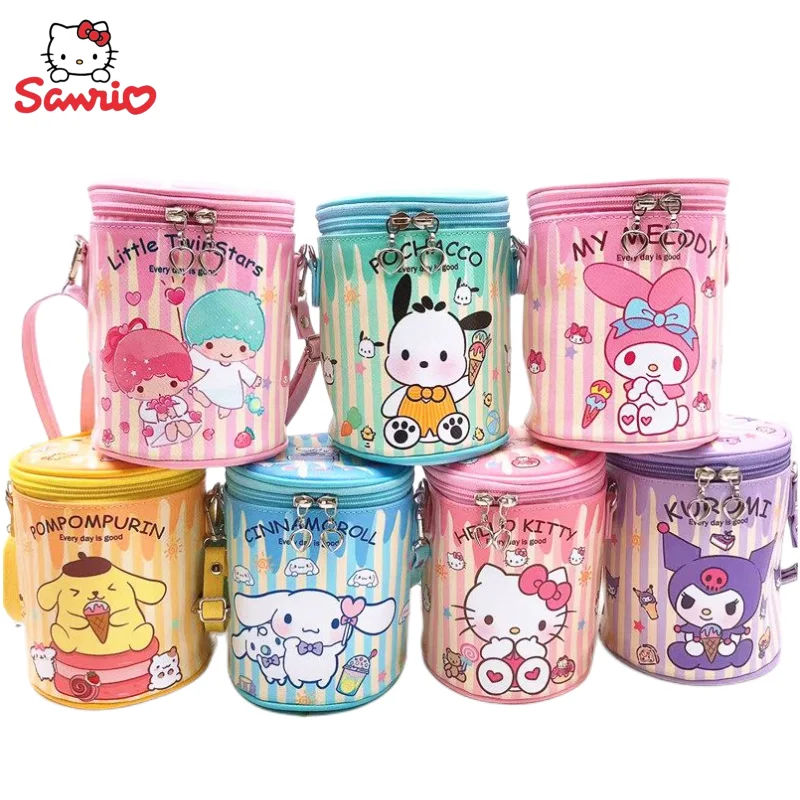 

Sanrio anime peripheral cartoon kawaii cute kulomi cinnamon roll Hello Kitty ins shoulder bag creative bucket bag gift wholesale