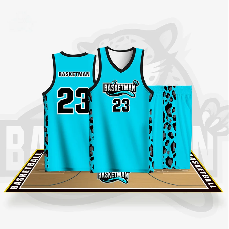 Basketball Sets For Men Cool Leopard Full Sublimation Custom Team Name Number Logo Printed Jerseys Shorts Training Tracksuits