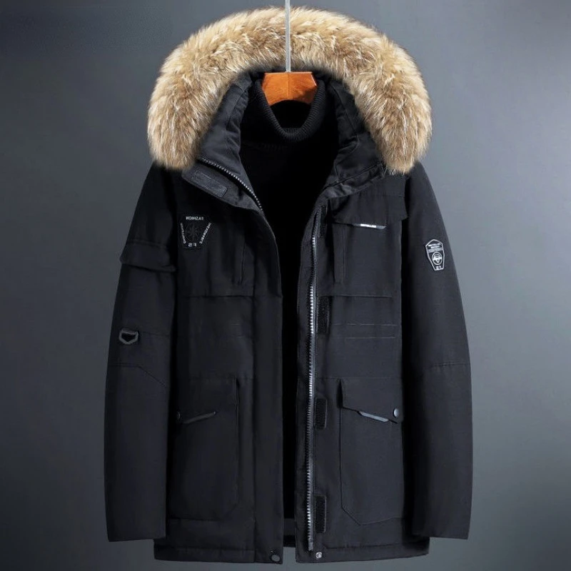 

Chaqueta De Plumón Gruesa Para Hombre, Abrigo De Invierno Con Cuello De Piel Grande, Parka Cálida, Ropa De Nieve, Informal,2022