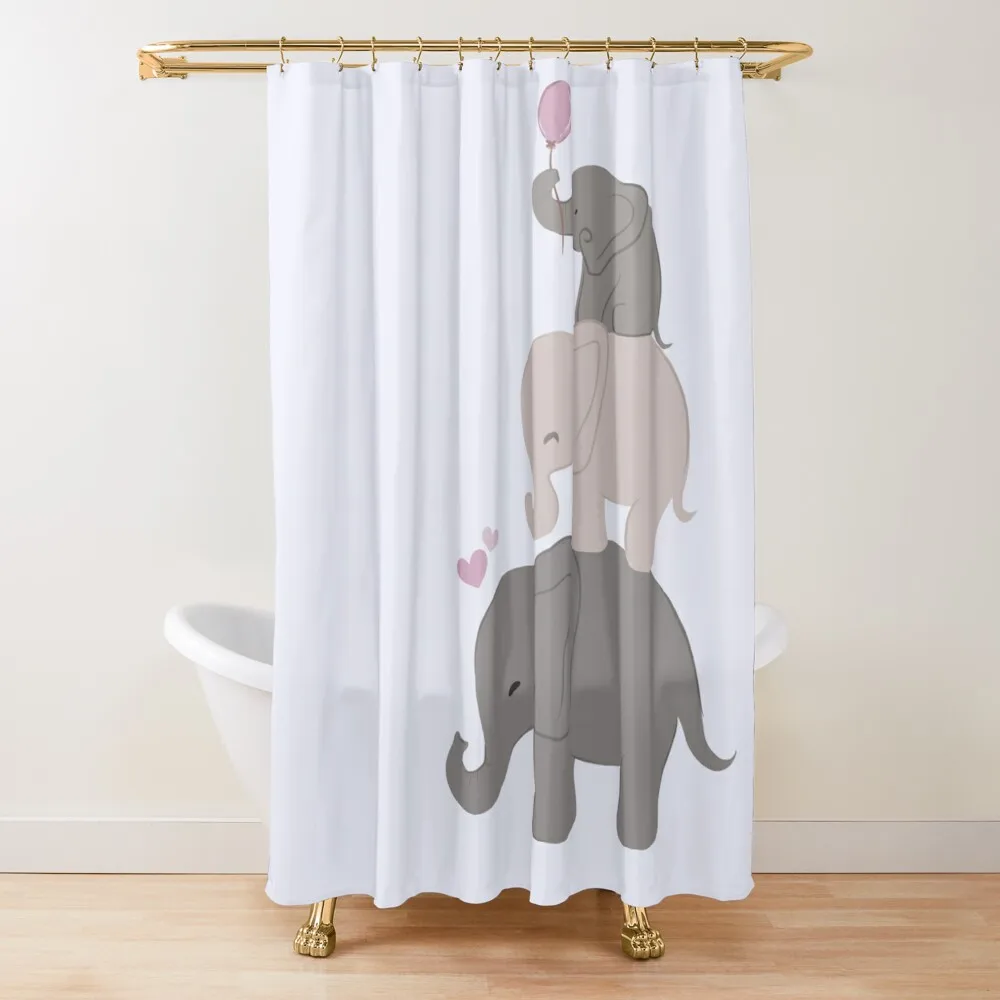 

Elephant Stack Bathroom Retro Beautiful Designs Comfort Decor Anti-Mold Waterproof Shower Curtains