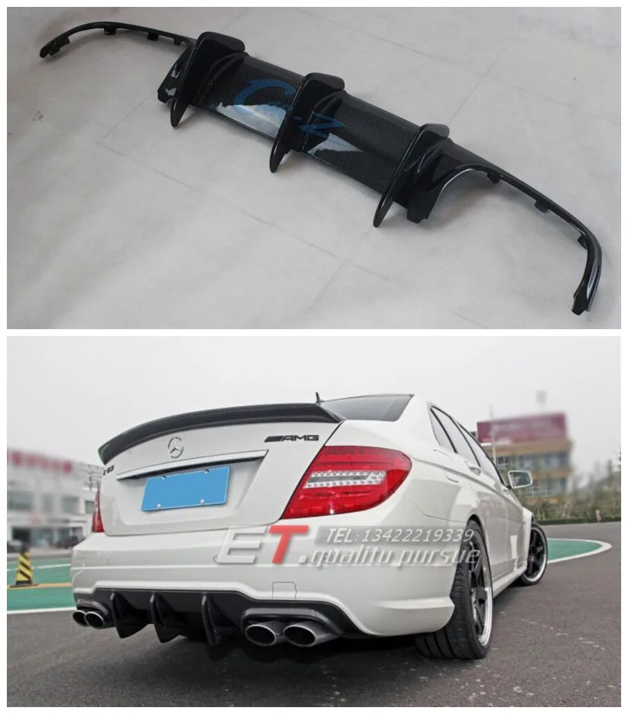 

For Benz W204 C180 C200 C230 C260 C280 C300 C63 C74 AMG High Quality Carbon Fiber Car Rear Trunk Lip Bumper Diffuser Splitters