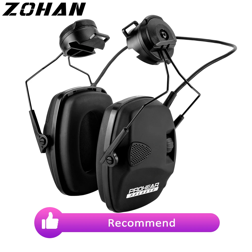 

ZOHAN Anti-noise Electronic Shooting Earmuff With Tactical Helmet ARC Rail Adapter Hearing Safety Protection Earmuffs