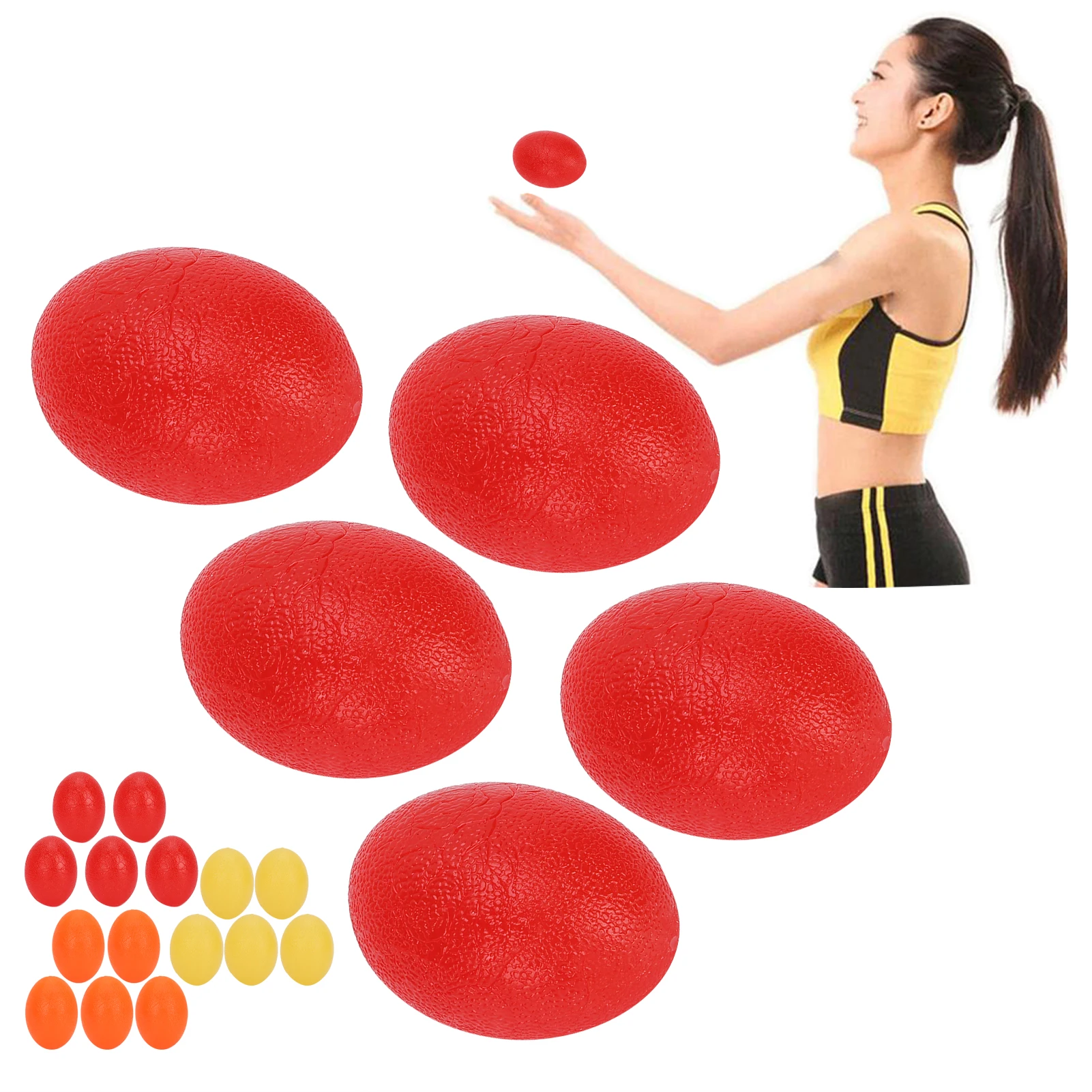 

5Pcs Silicone Hand Grip Ball Wrist Exercise Strength Training Massage Grip Strengthener Fitness Finger Muscle Recovery Trainer