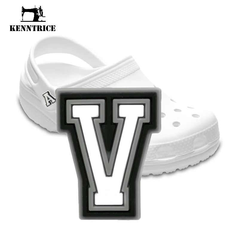 

Буквы V, цифры, серия 50 шт., подвески для Croc, силиконовые сандалии, орнамент, DIY Браслеты, ПВХ садовые шлепанцы, украшения, оптовая продажа