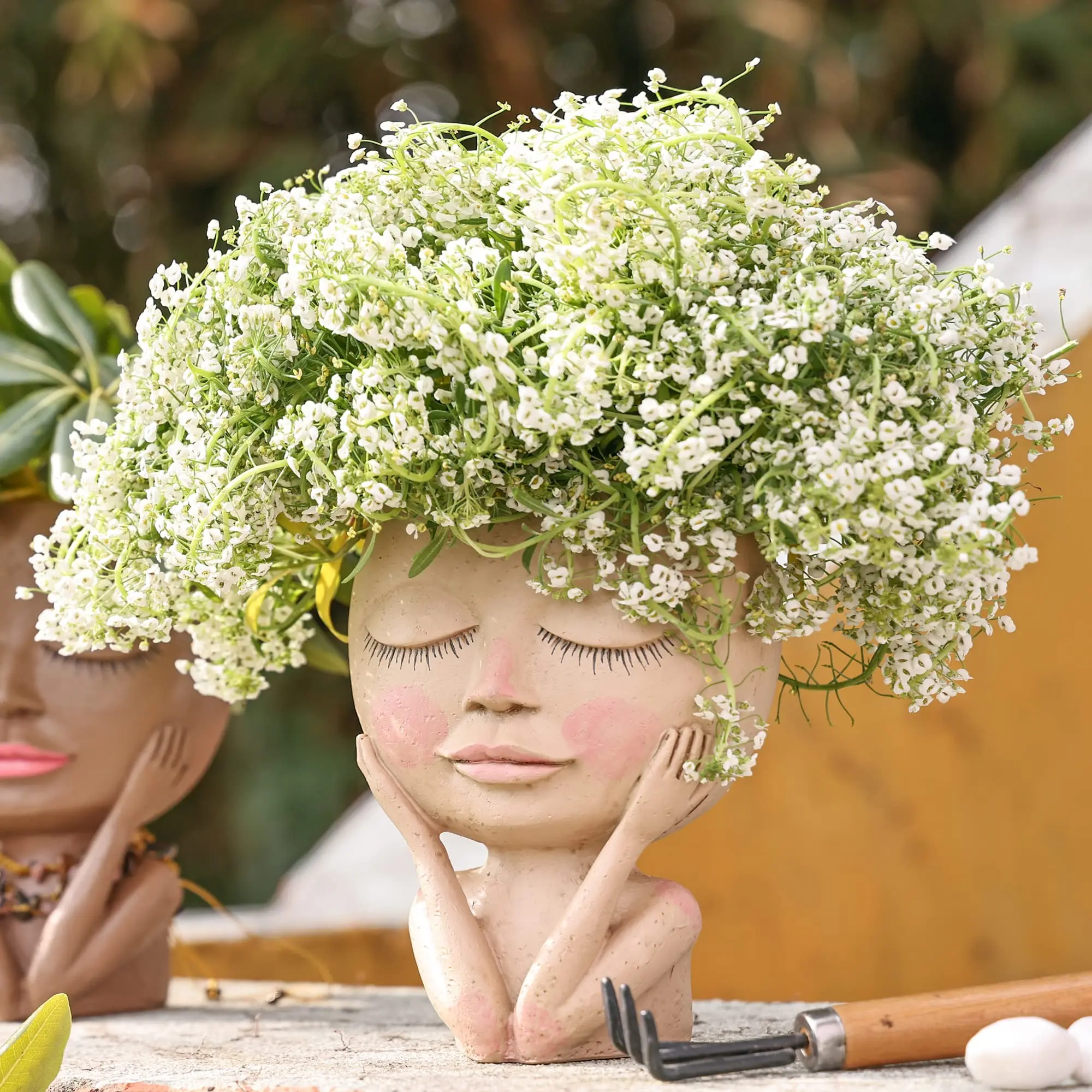 Цветочный горшок для лица цветочный головы фотографический с отверстием слива