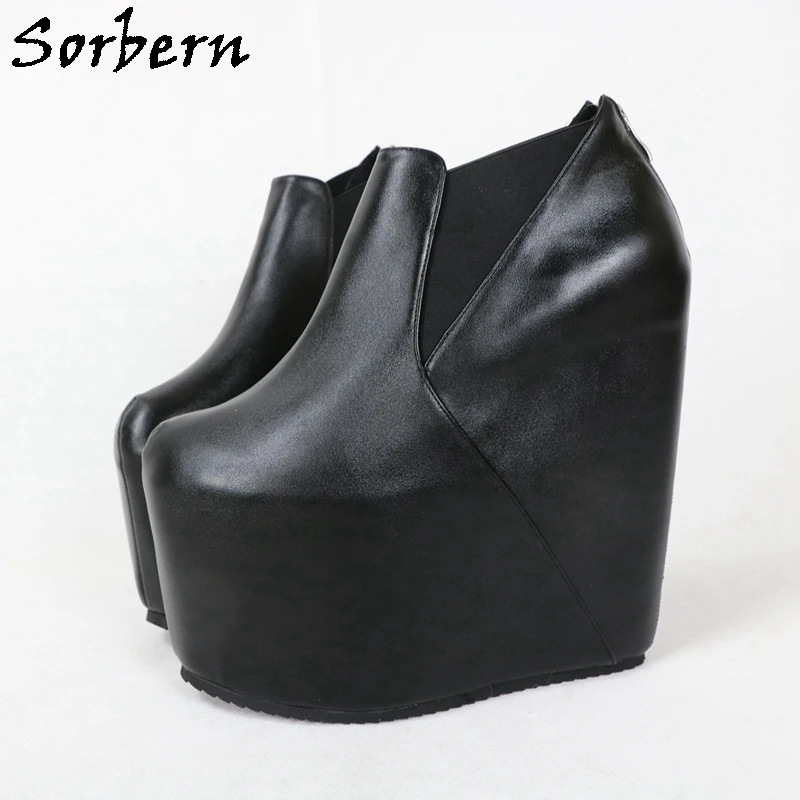 

Sorbern 20Cm Wedge Ankle Boots Women Invisible Platform Streched Band Short Booties Unisex Shoes Custom Multi Colors