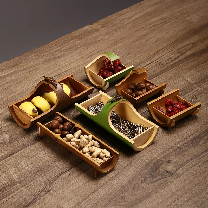 

Bamboo Dessert Cake Plate Dried Fruit Snacks Candy Dish Food Storage Container Kitchen Tray Chinese Tea Ceremony Accessories