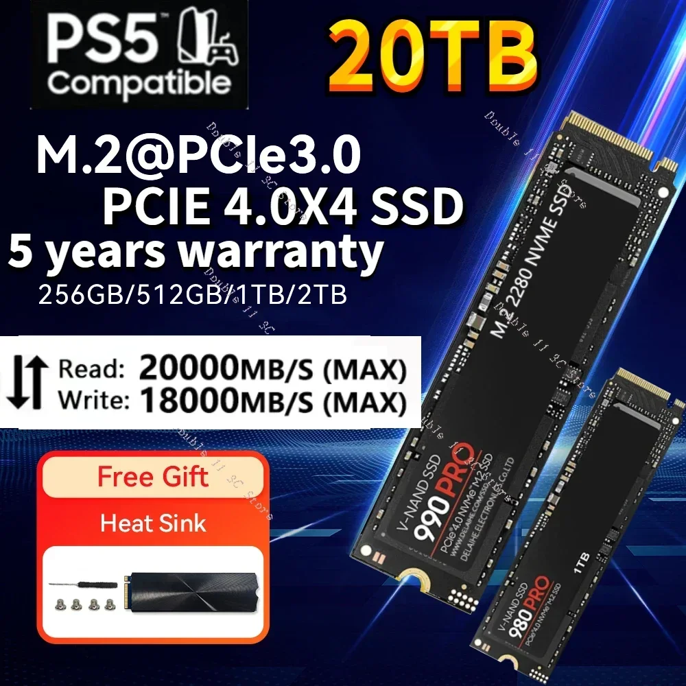 

20000MB/s SSD NVMe M.2 2280 8TB 4TB 2TB 1TB 512GB 990 PRO Internal Solid State Drive M2 PCIe 3.0x4 2280 980PRO SSD for Laptop PC