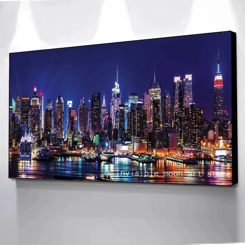 Современный модный художественный постер с изображением Нью-Йорка и ночной