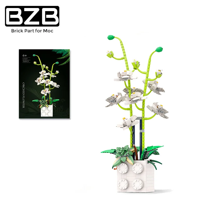 

Украшение садового растения BZB MOC, искусственная Орхидея фаленопсис, романтический цветок, модель зеленого растения, детские подарки, игруш...