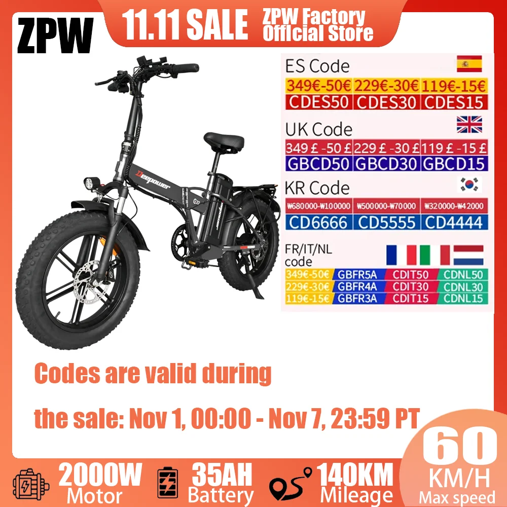 ZPW 2024 Новые электрические велосипеды для взрослых 2000 Вт 48V35AH 60 км/ч Горный