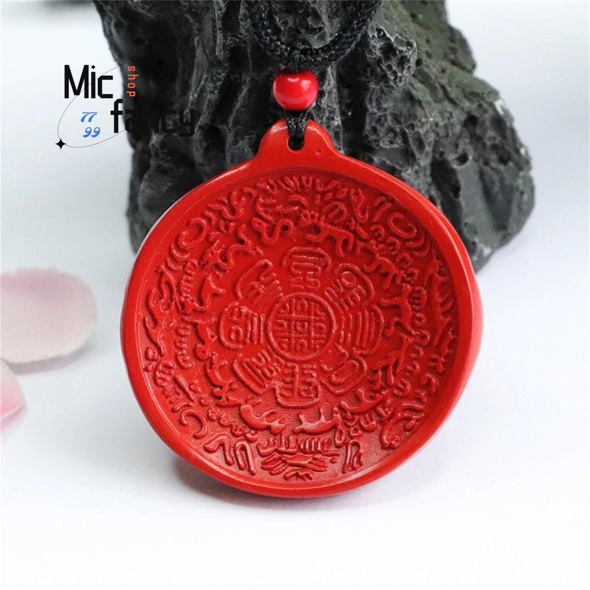 

Natural Cinnabar Nine Palaces Eight Diagrams Feng Shui Twelve Zodiac Pendant Beads Necklace Simple Men Women Jewelry Amulet Gift